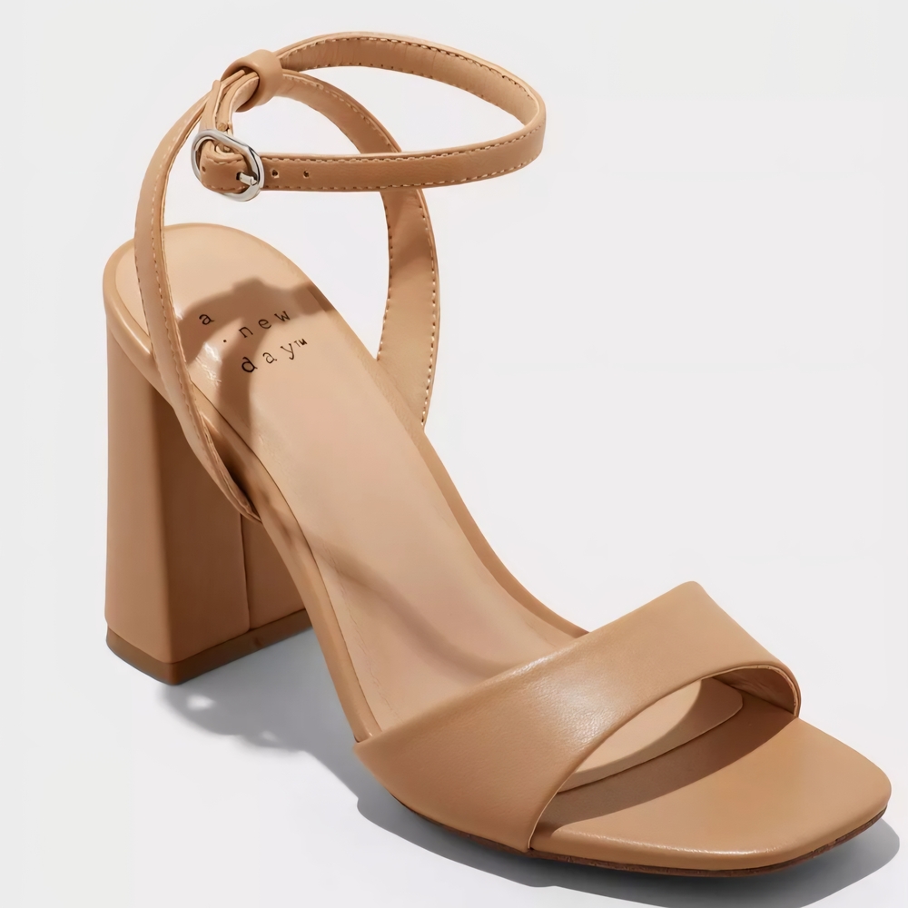A New Day Beige Ankle Strap Heels